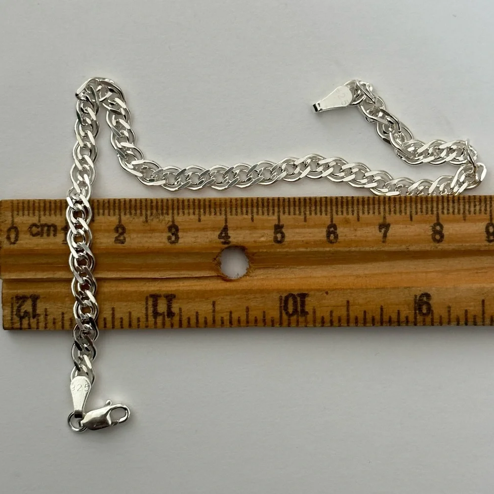 Link chain 8.5” 5mm 925 silver bracelet unisex rambo